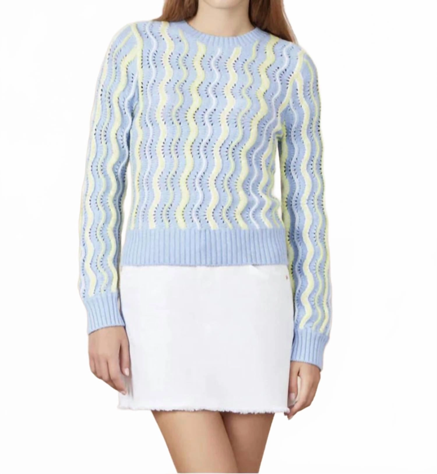 Knit Style Cotton Wave Sweater In Sky Multi