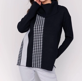 Basic Layer Bio Based Textile Innovation Cowl Neck Sweater In Black