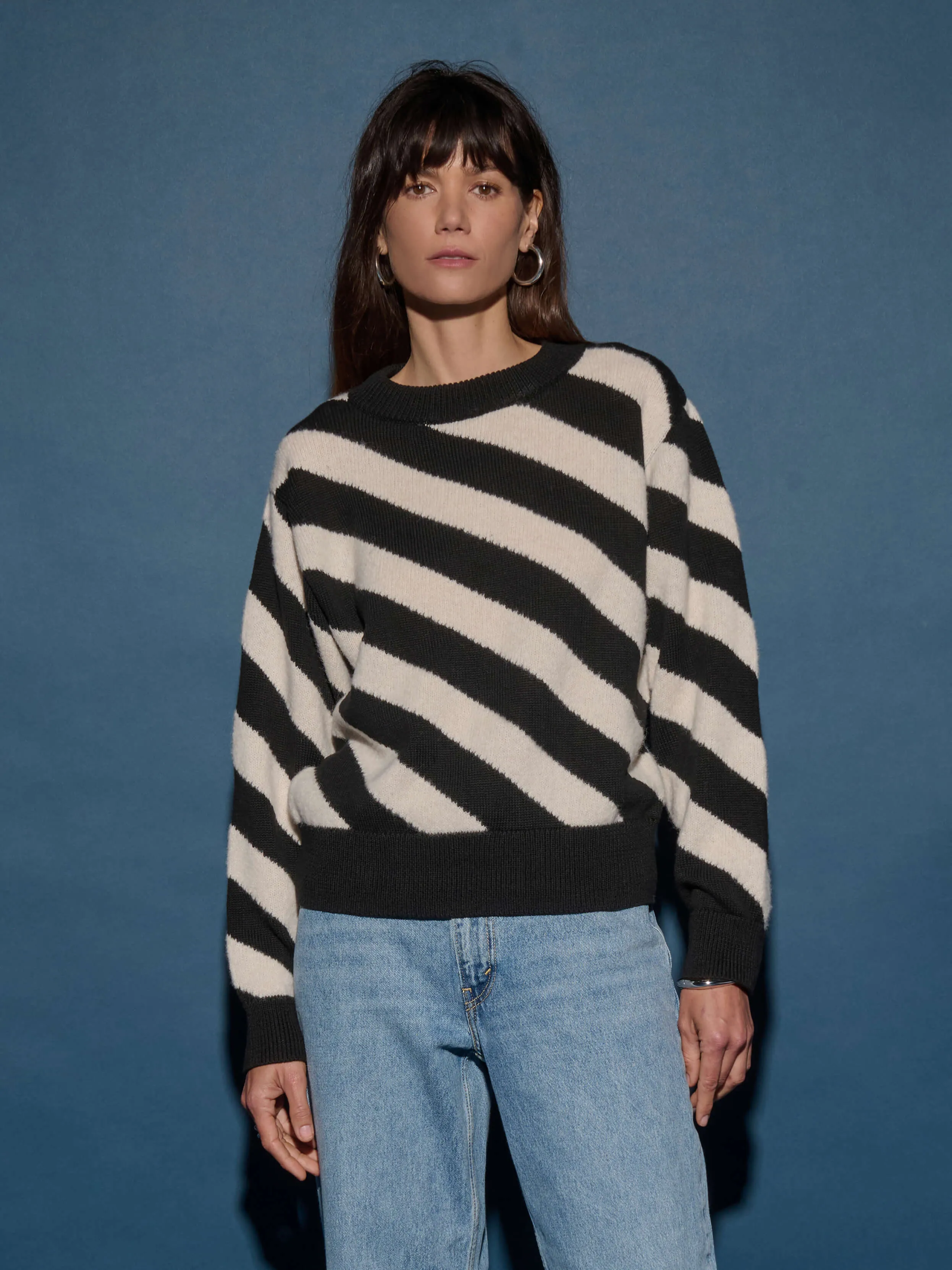Biodegradable Fiber Fabienne Sweater - Parchment Regatta Stripe