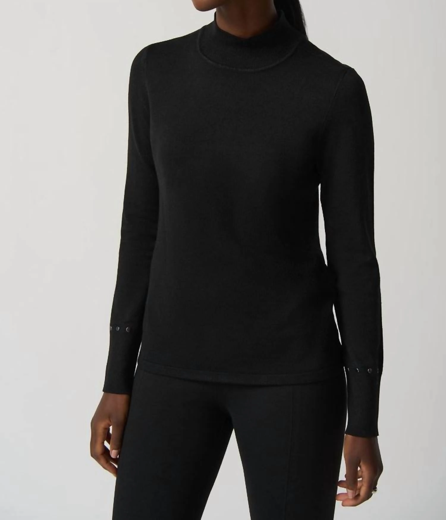 Trendy Knit Mock Neck Sweater In Black