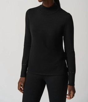 Trendy Knit Mock Neck Sweater In Black
