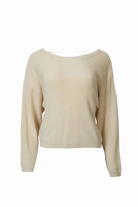 Twist-Back Cotton-Blend Sweater In Natural elegant design Winter Apparel