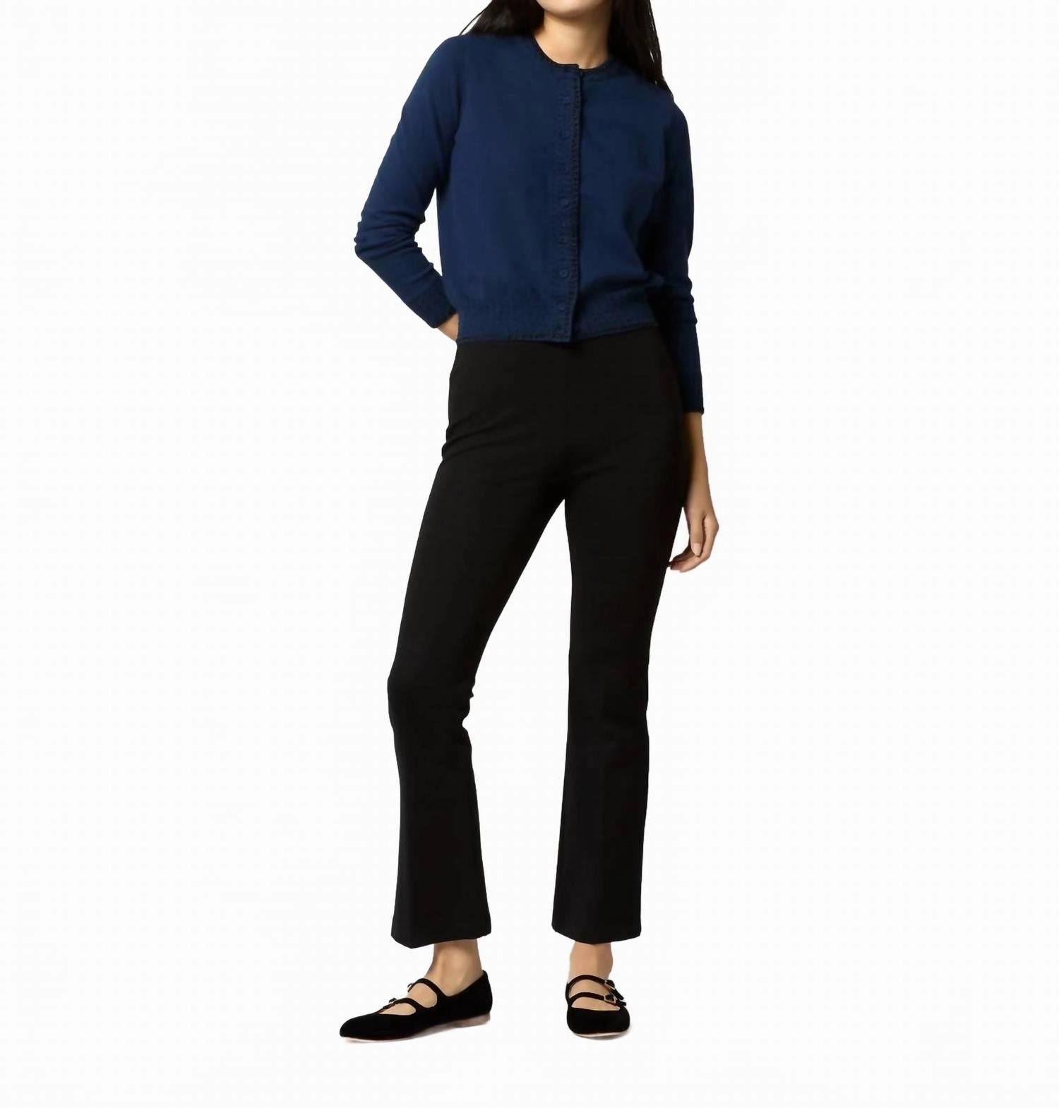 Layered Style Wear Rose Beaded Cardigan In Navy