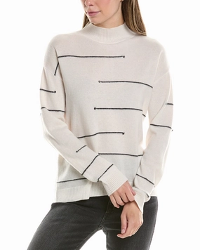 InCashmere Broken Stripe Cashmere Sweater Casual Fashion