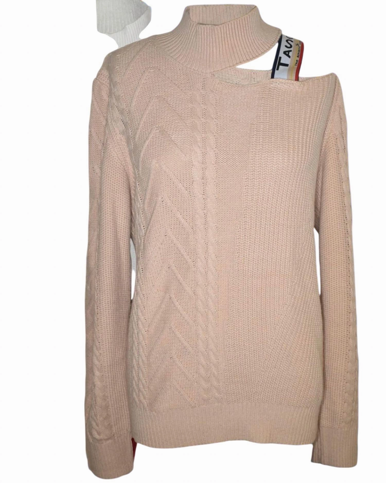 Seasonal Layering Casual Comfort Women's Victorian Cut Out Shoulder Sweater In Tan