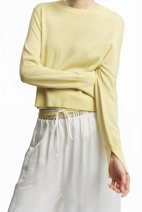 Moisture wicking Seasonal Layering Elodie Lyered Crewneck Sweater In Canary Yellow
