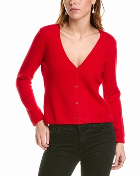 sofiacashmere Modern V-Neck Cashmere Cardigan Casual Chic Dynamic Ventilation Panels