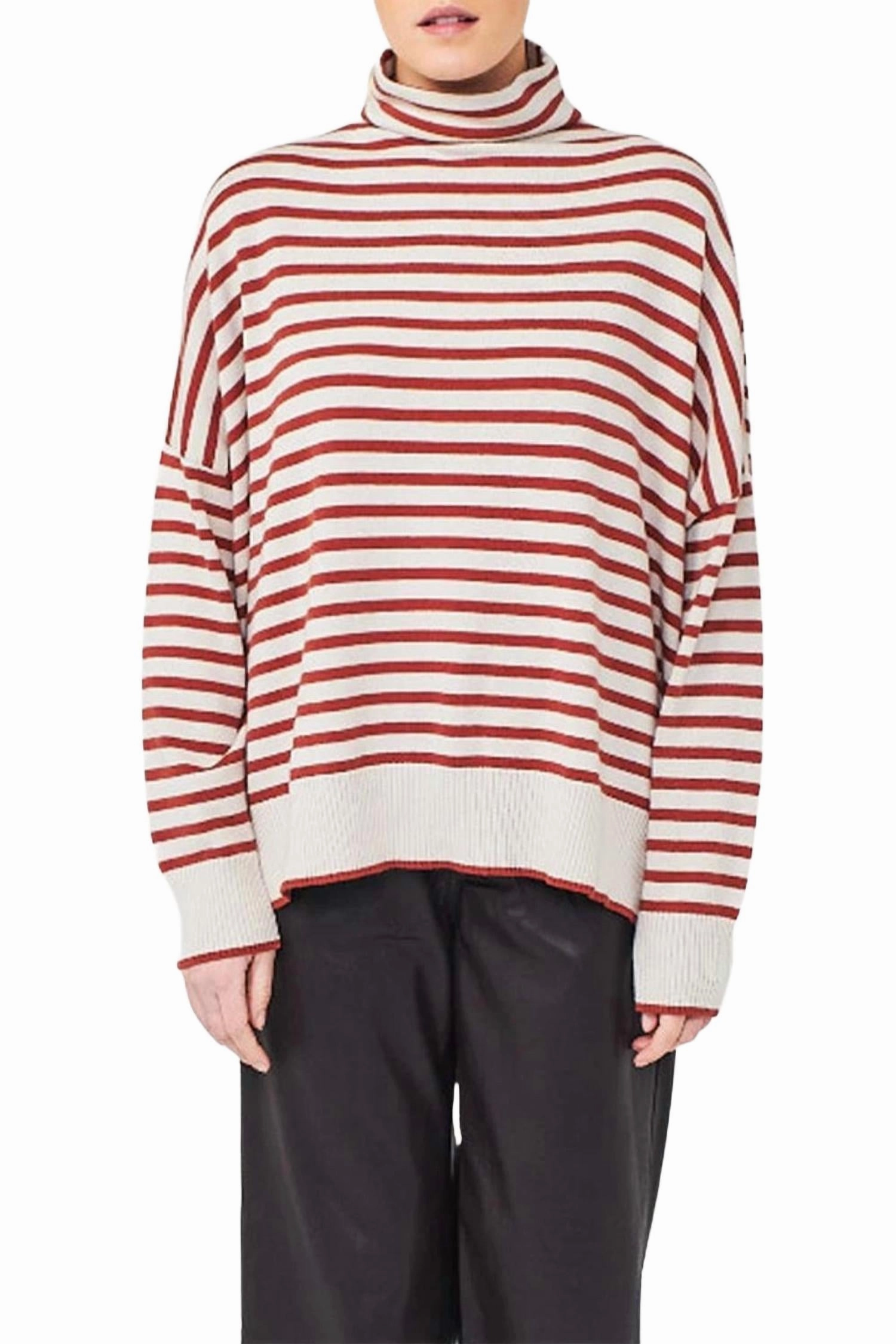 Cozy Fit Sage Funnel Neck Sweater In Canvas/chili Flake