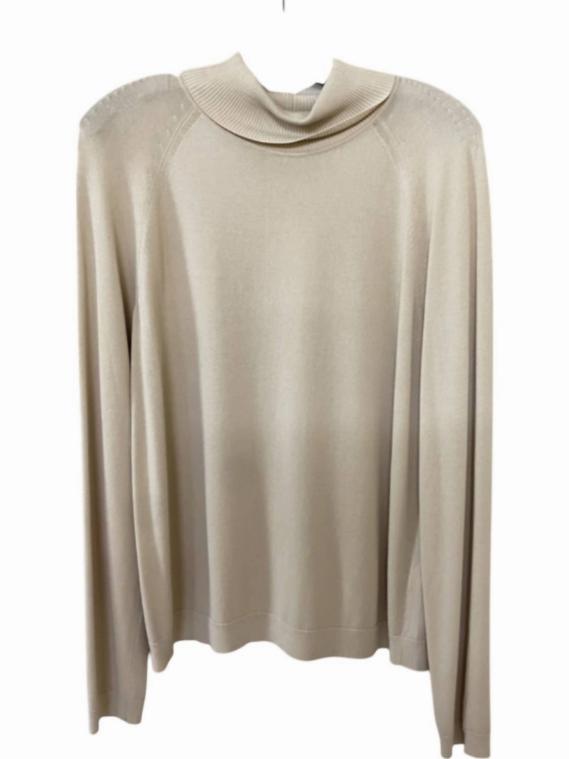 Winter Ready Look Layered Knit Style Women's Raglan Sleeve T-Neck Top In Plaster