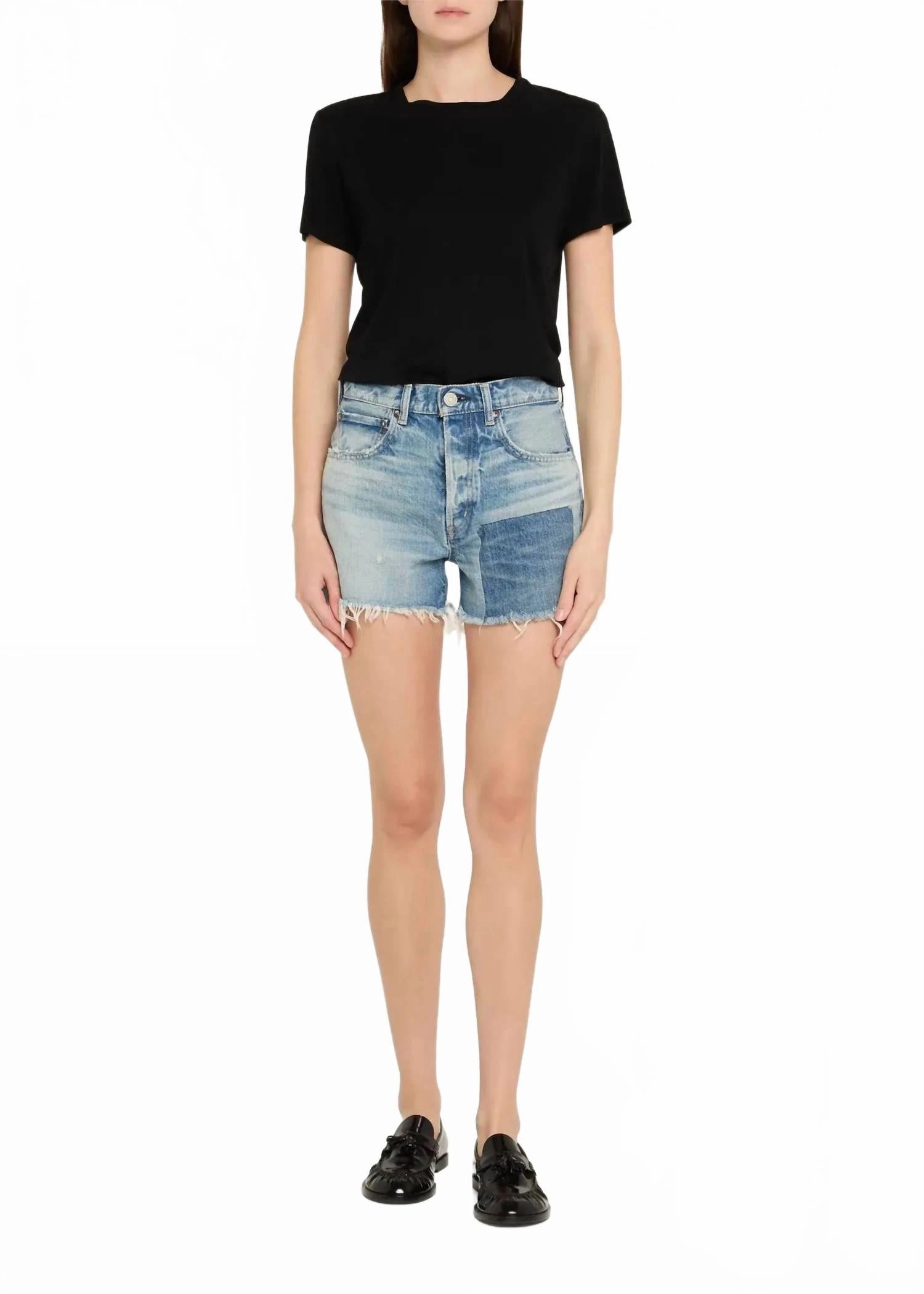 Cheswold High Rise Denim Shorts In Blue Recycled Material