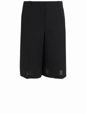 Versatile Fit Tailored Black Wool Short Pants
