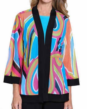 3/4 Sleeve Onionskin Jacket In Multi Seasonal Warmth Sophisticated Layers