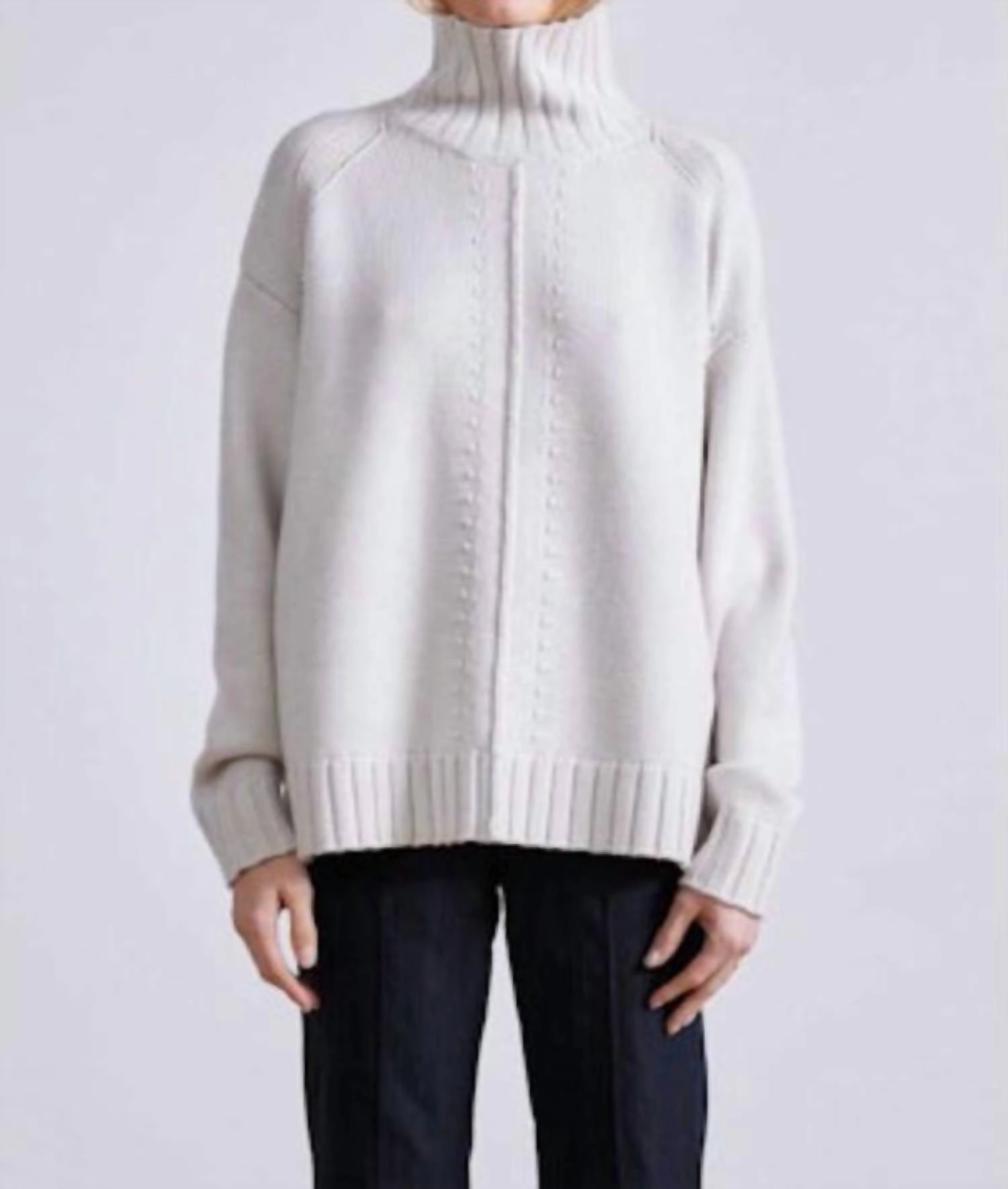 Ida Turtleneck Sweater In Cream Ergonomic Sleeve Design