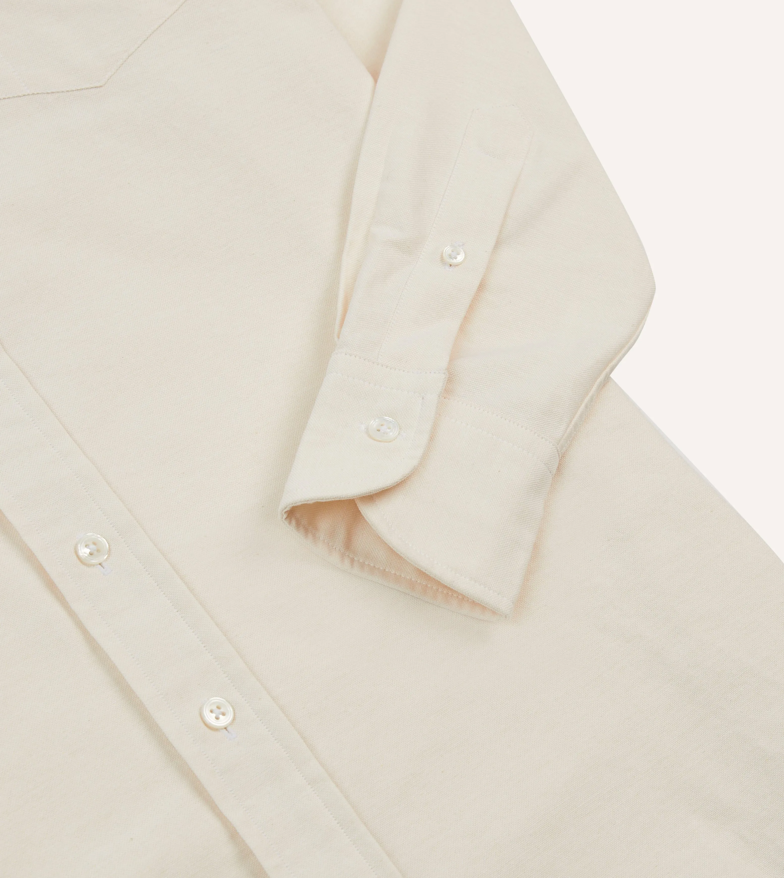 Performance Fabric Tailored Silhouette Cream Cotton Oxford Cloth Long Point Collar Shirt