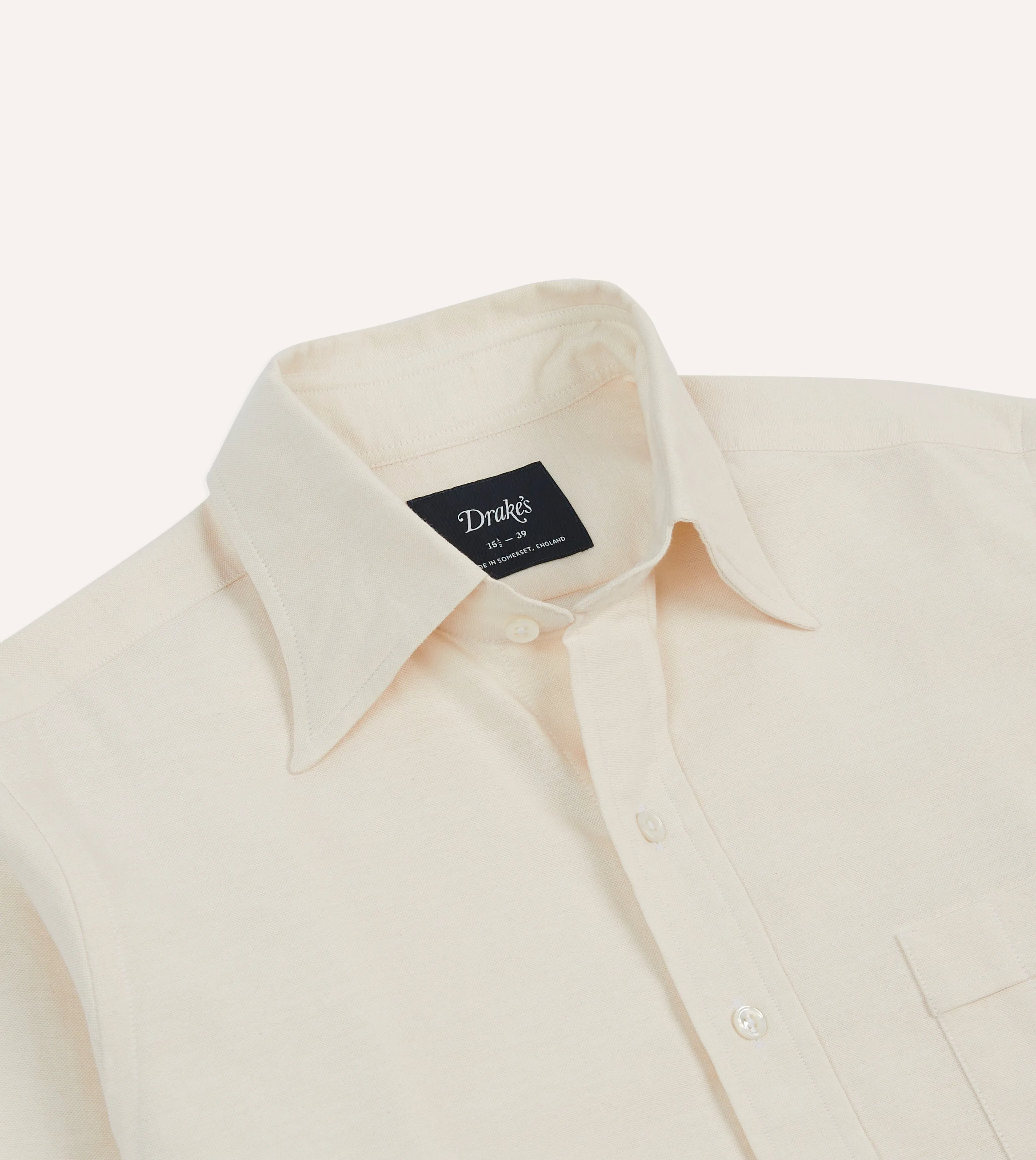 Layering Piece Cream Cotton Oxford Cloth Long Point Collar Shirt