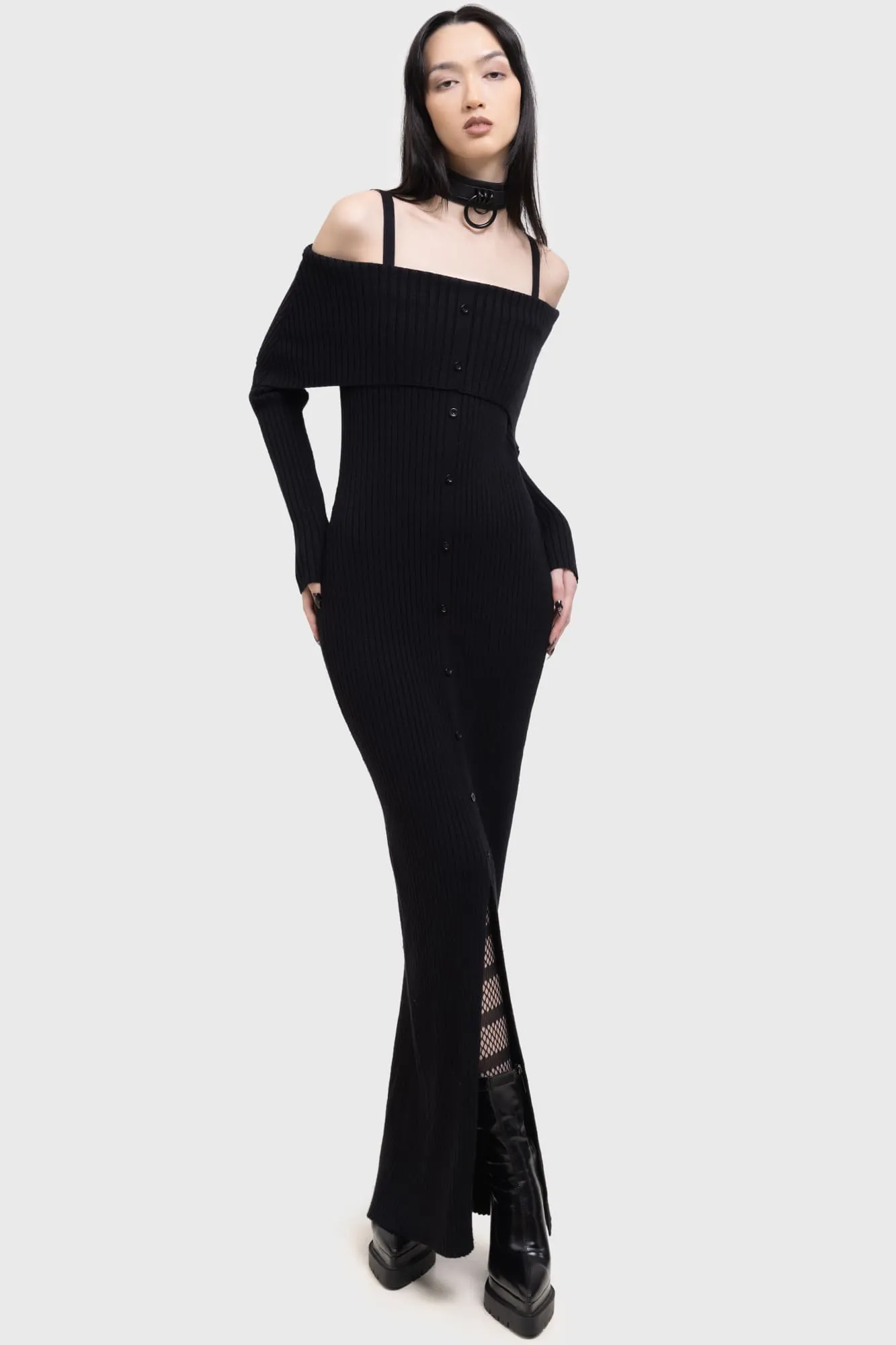 Detachable-Detail Fashion Essential Shadow Empress Dress