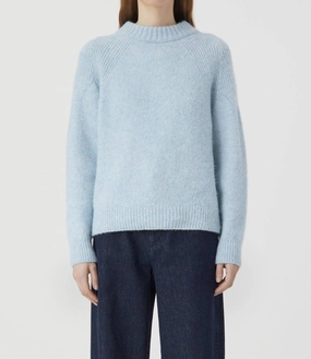 Crew Neck Long Sleeve Sweater In Blue Water soft fit Thermal Lining