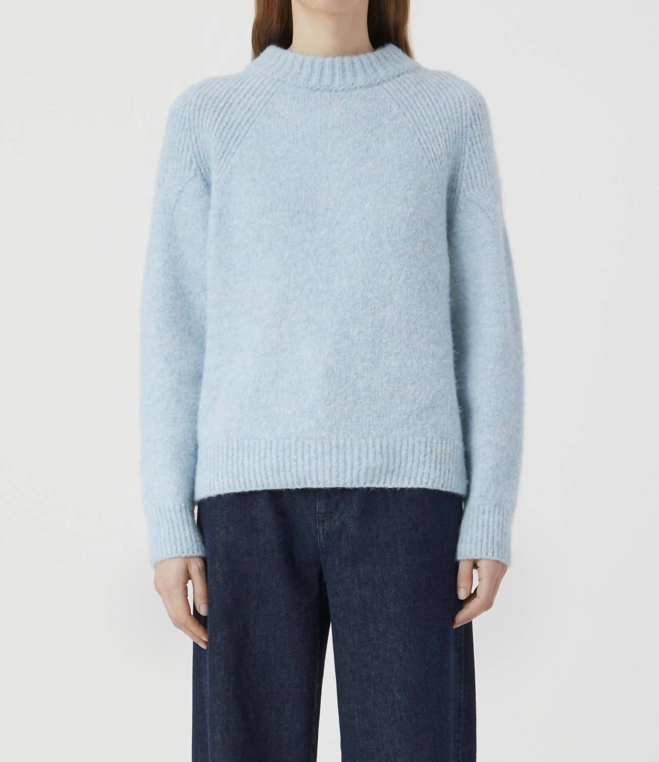 Crew Neck Long Sleeve Sweater In Blue Water Soft Warm Layers