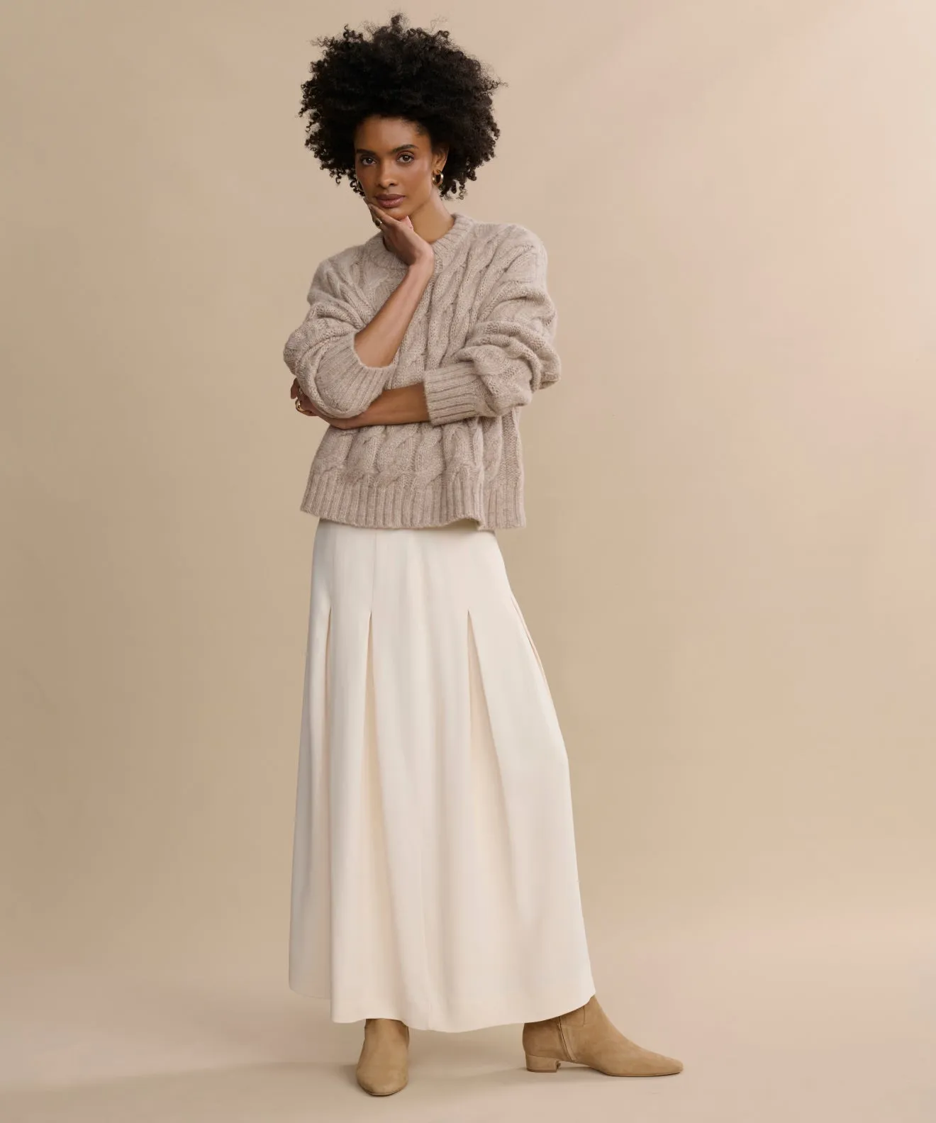 Cable Serena Crewneck Durable Stitchwork