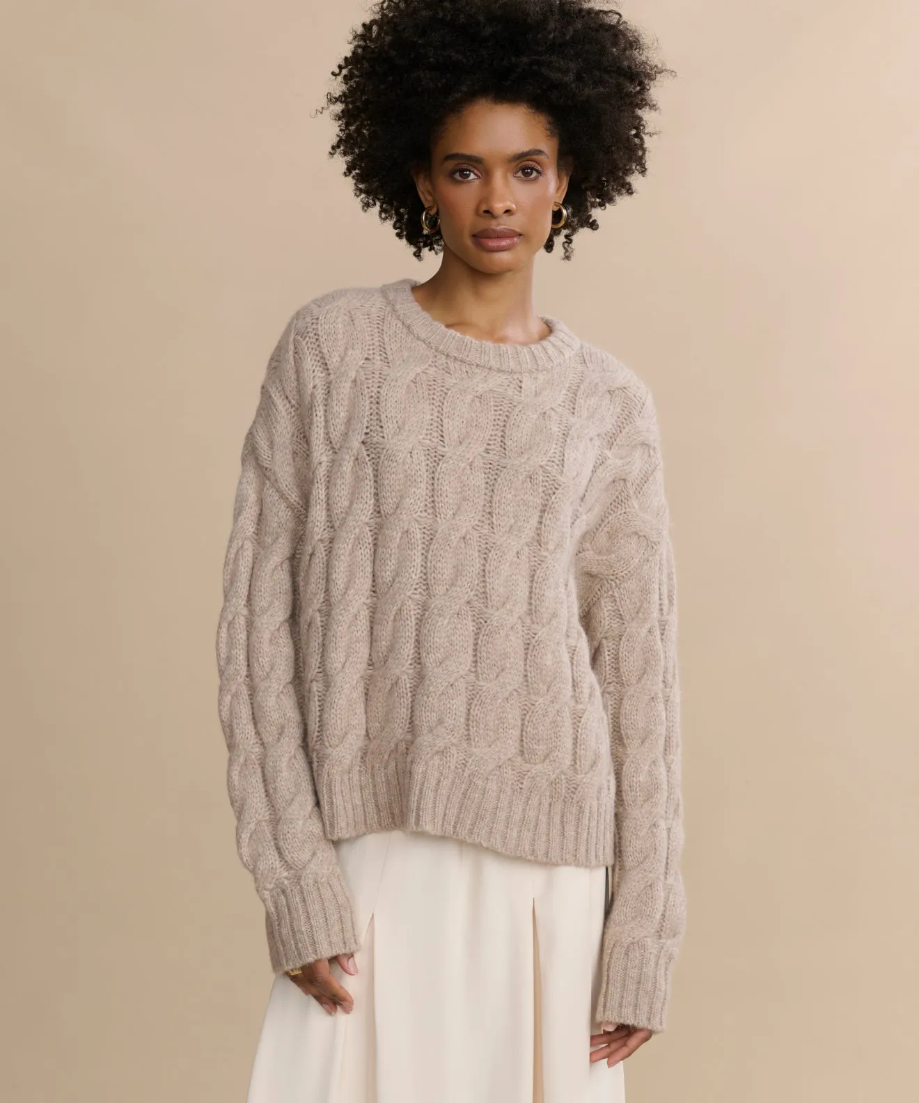 Minimal Shrinkage Chilly Days Cable Serena Crewneck
