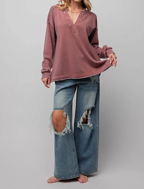 Not Interested Pullover In Mauve Stylish Everyday Wear Machine Washable Design