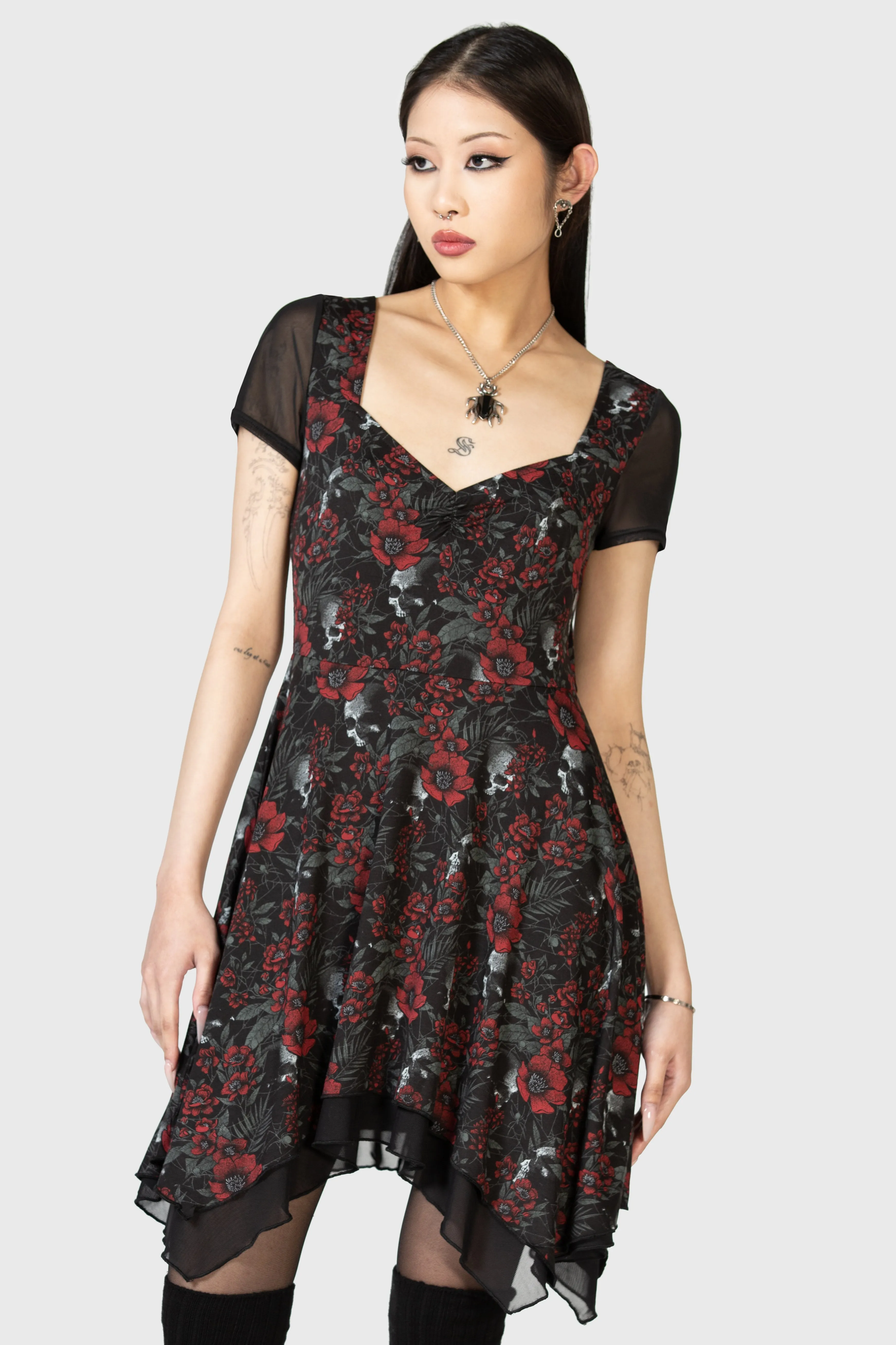 Minimal Form Balanced Lines Crimson Decay Mini Dress