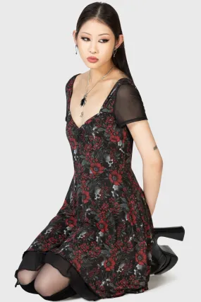 Minimalist-Style Crimson Decay Mini Dress
