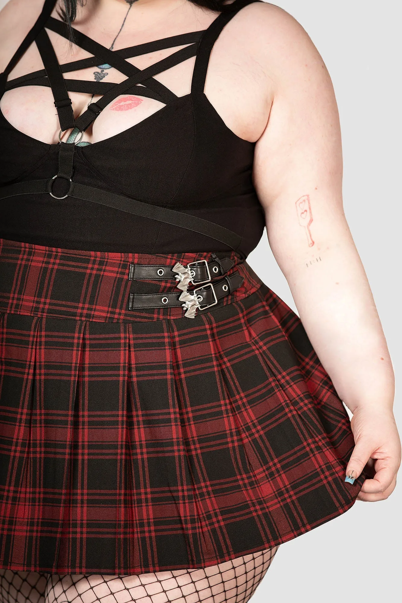 Earth Tones Frayed Finish Bat Girl Skirt [TARTAN]