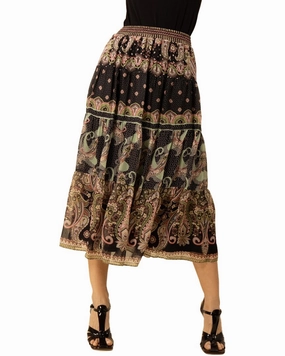 Hale Bob Maliyah Silk-Blend Skirt Figure Flattering