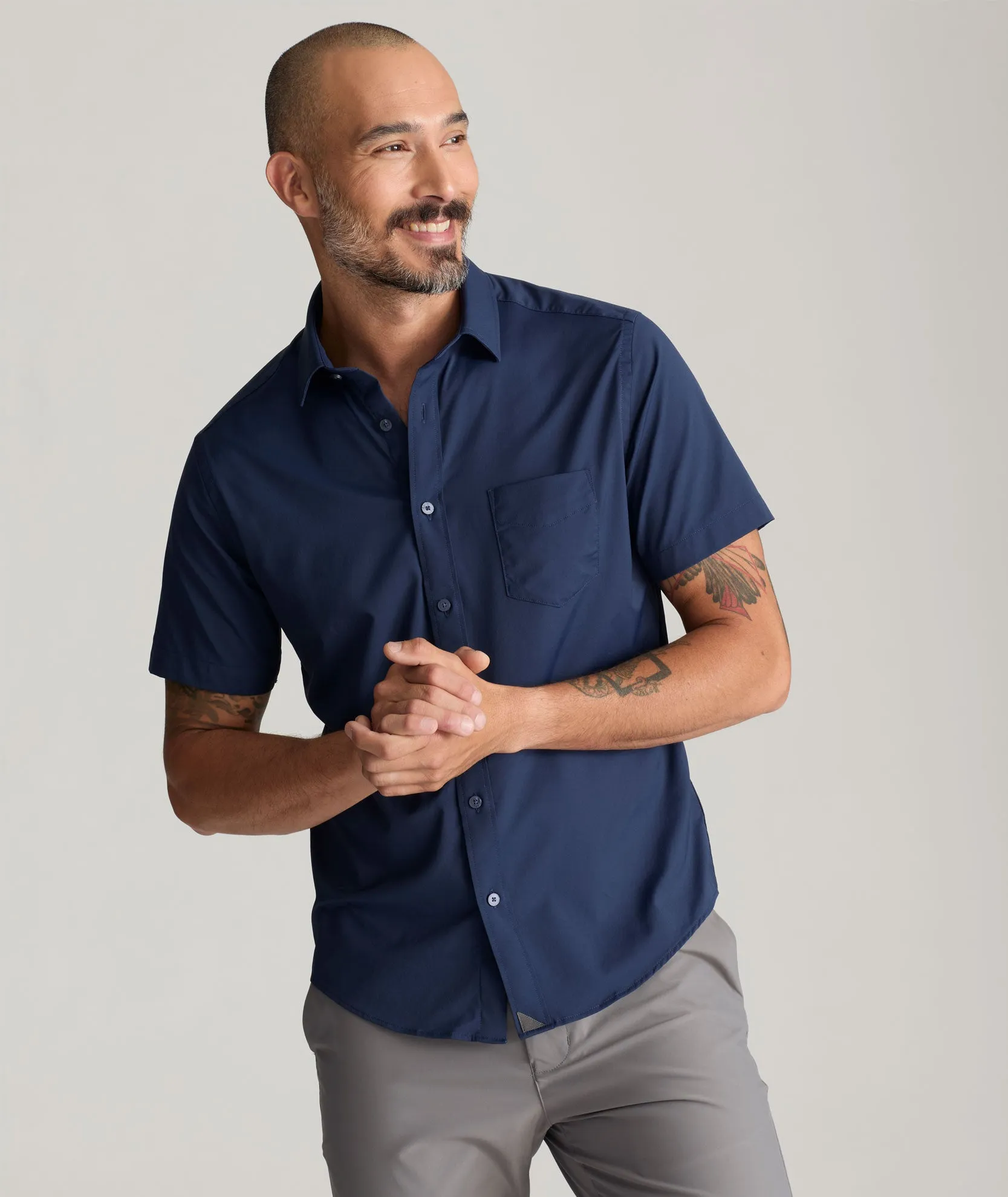 Performance Short-Sleeve Gironde Shirt Black Tie Optional Tailored Cut