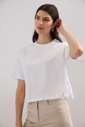 suitable for all genders Casual Style Crop t-shirt with crochet detail