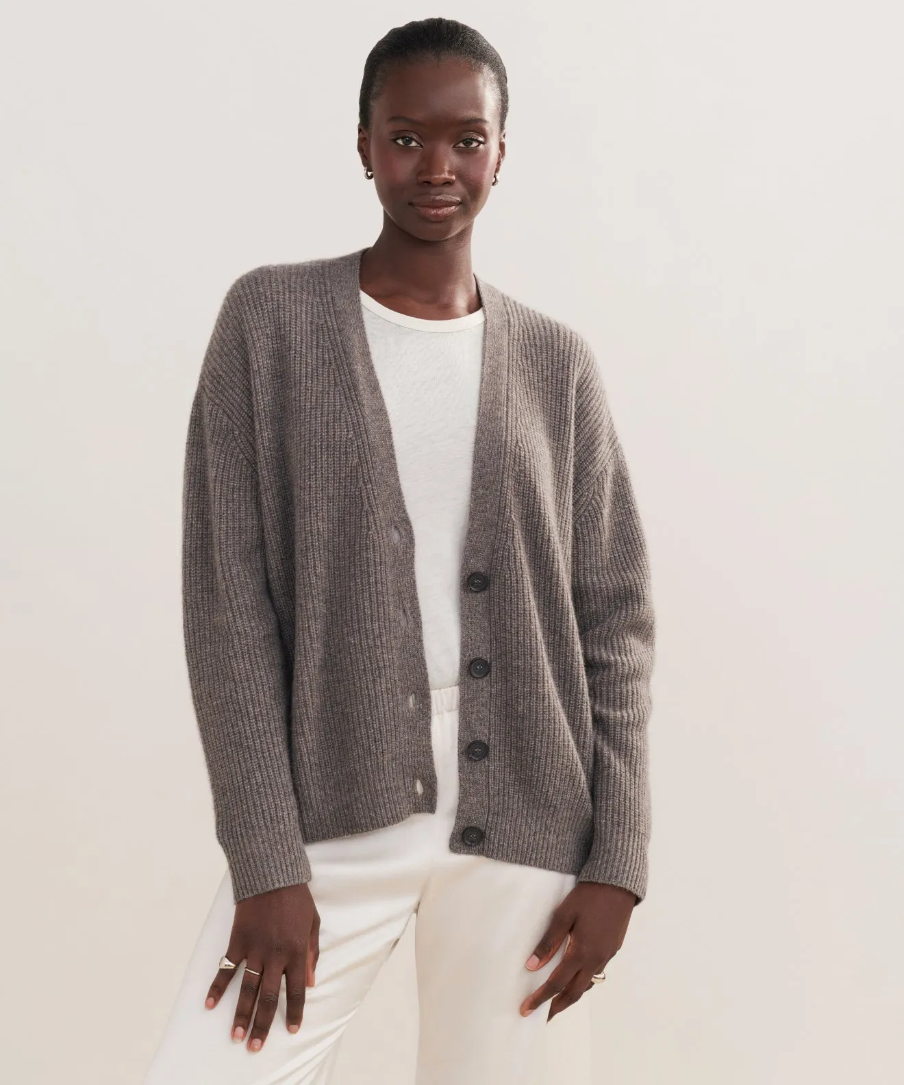 Cropped Cashmere Cocoon Cardigan Thermal Lined Cuffs Versatile Layer