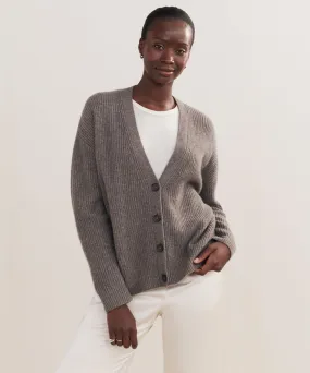 Cropped Cashmere Cocoon Cardigan Relaxed Armhole Fit StretchRecovery Yarn
