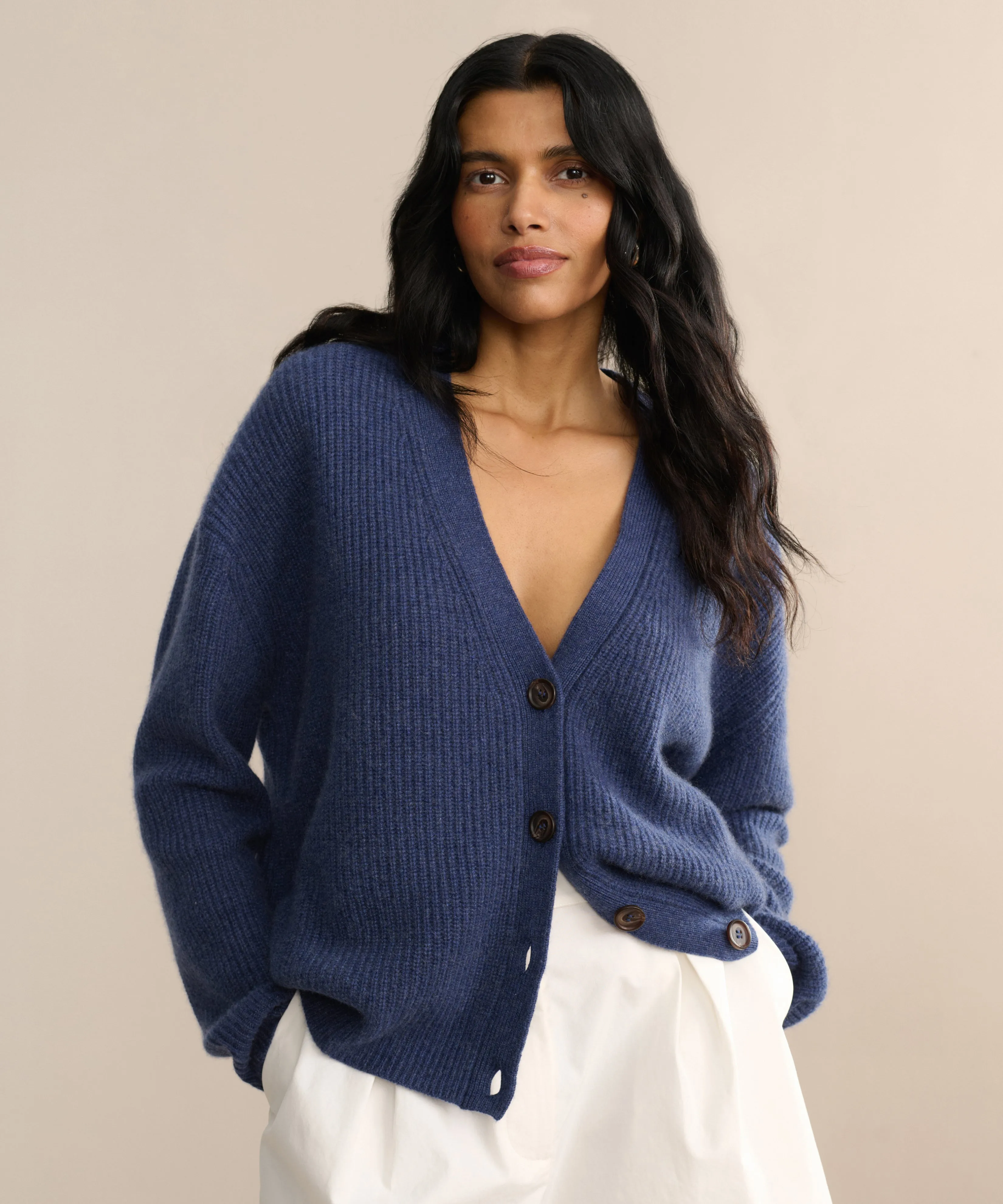 Recycled Fiber Blend AntiPilling Finish Cropped Cashmere Cocoon Cardigan
