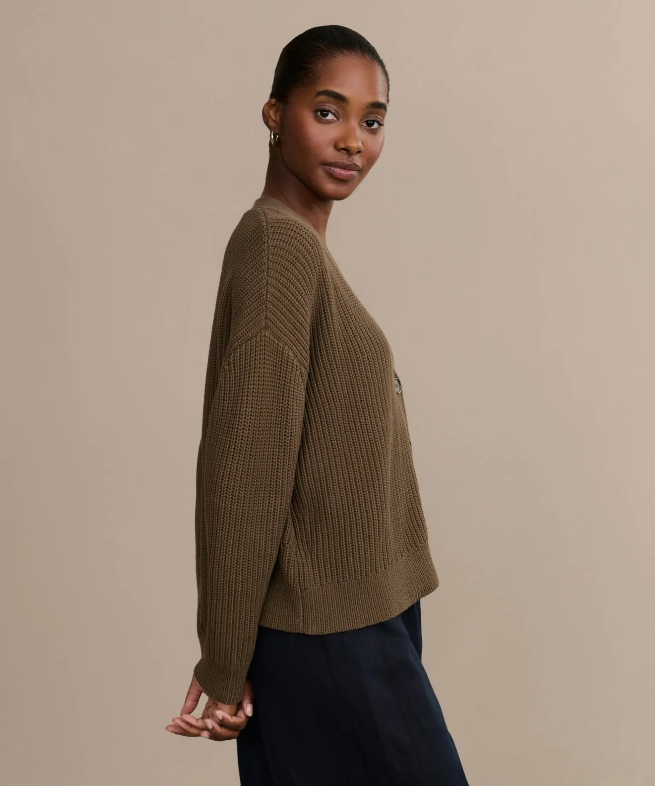 hypoallergenic material Cropped Cotton Cocoon Cardigan