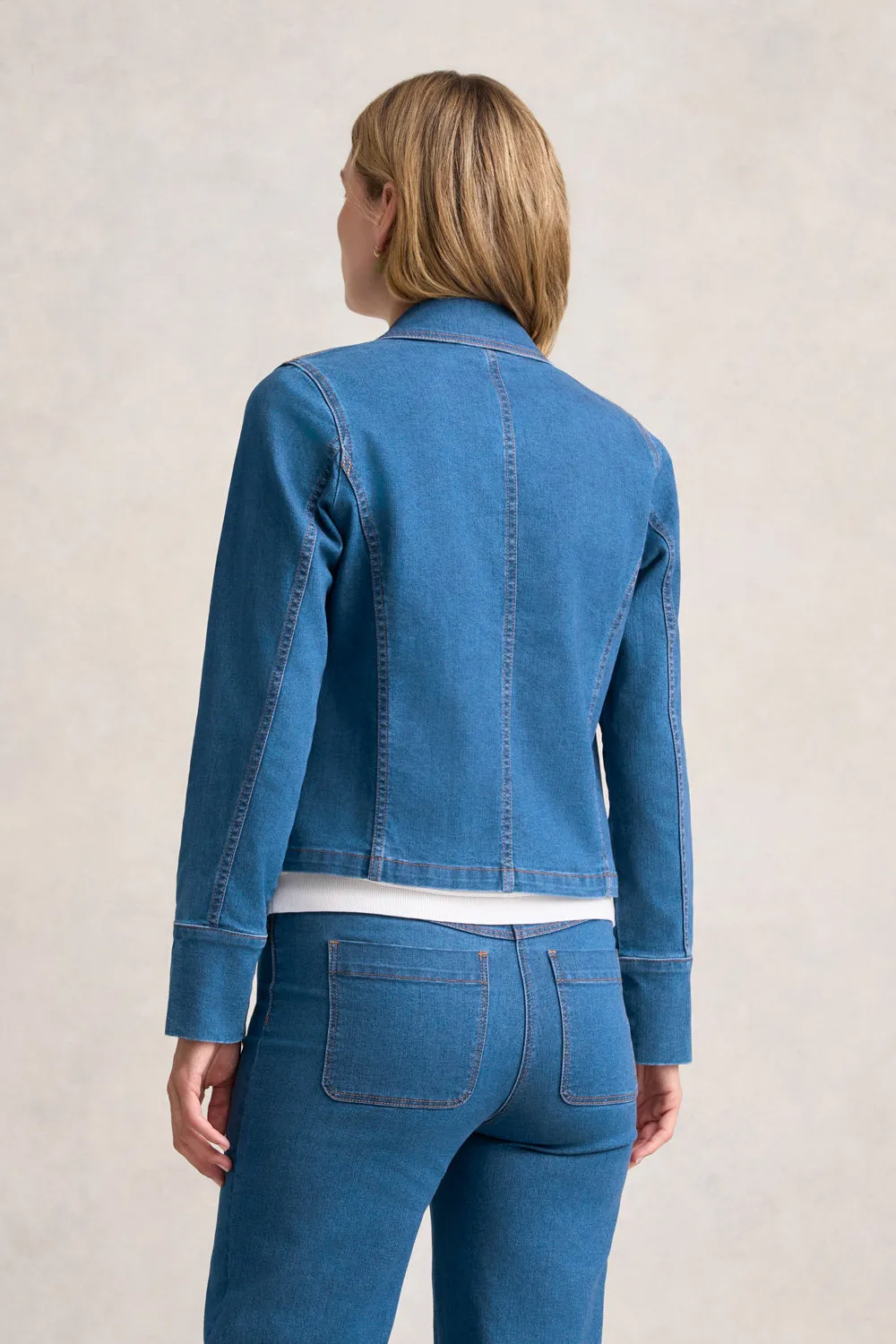 Nylon Cover Chill Day Layer Cropped Denim Jacket - Denim Denim
