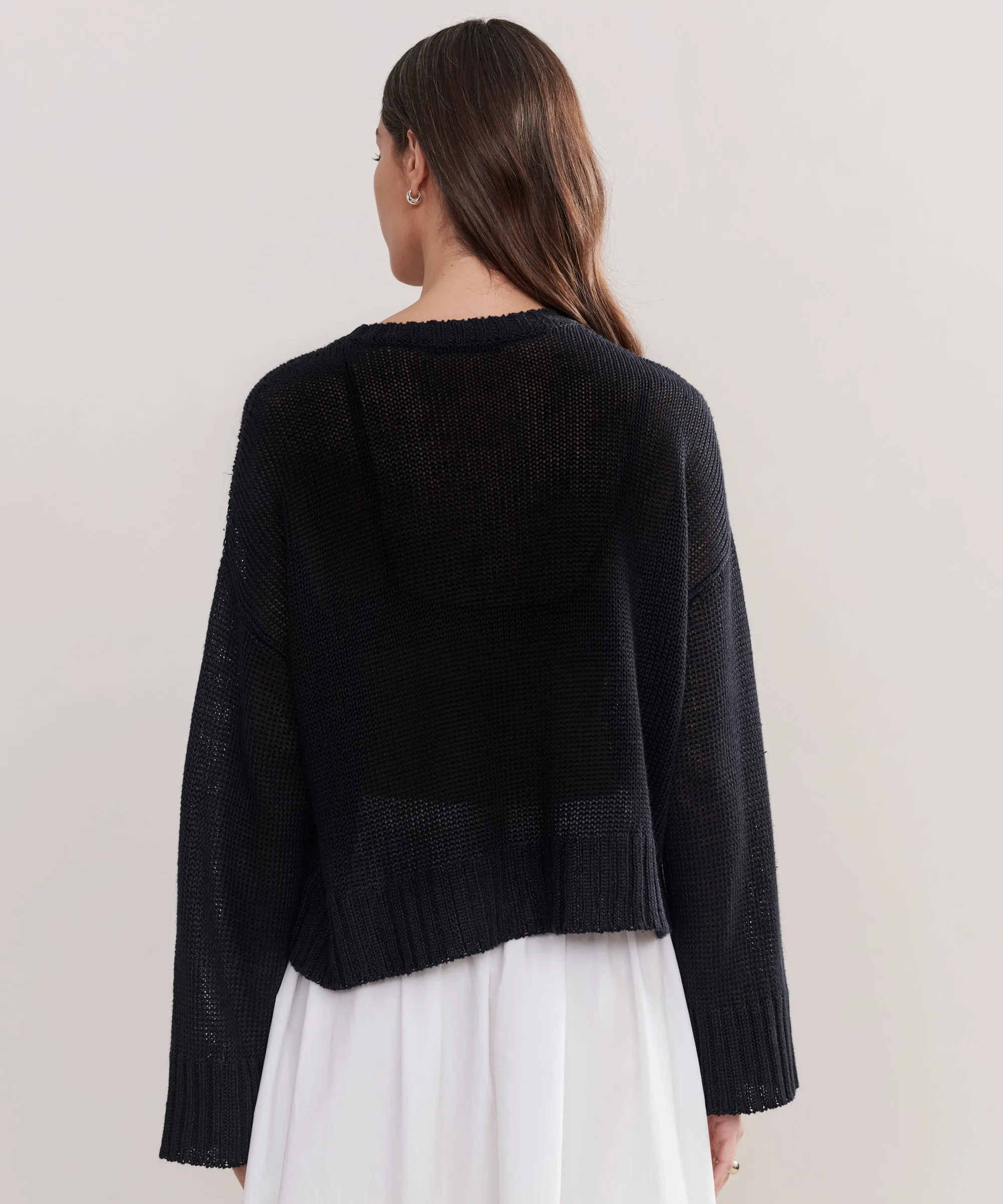 Cropped Linen Crewneck OdorResistant Durable Blend