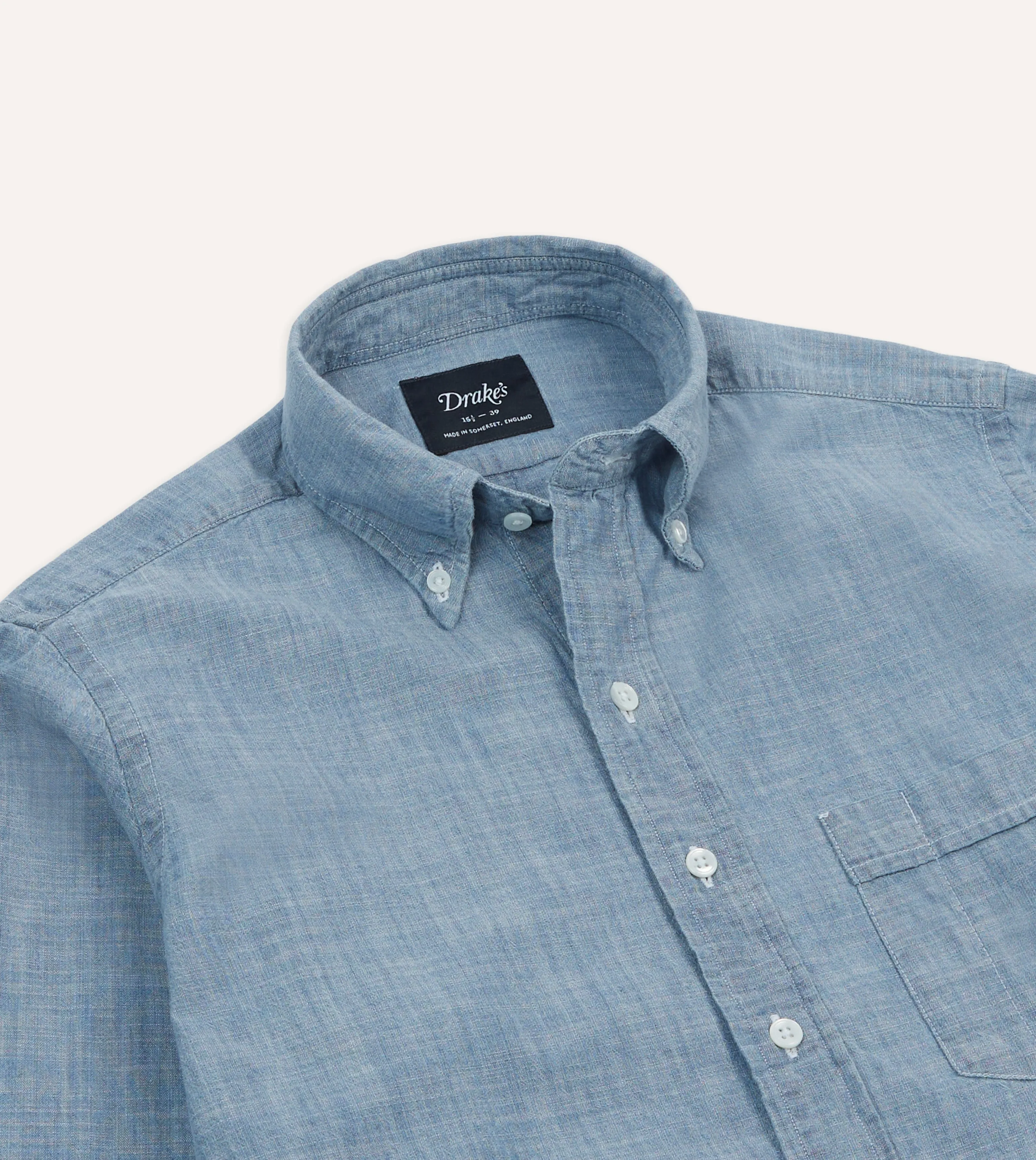 Light Blue Cotton Chambray Button-Down Shirt birthday celebration High-Quality Material