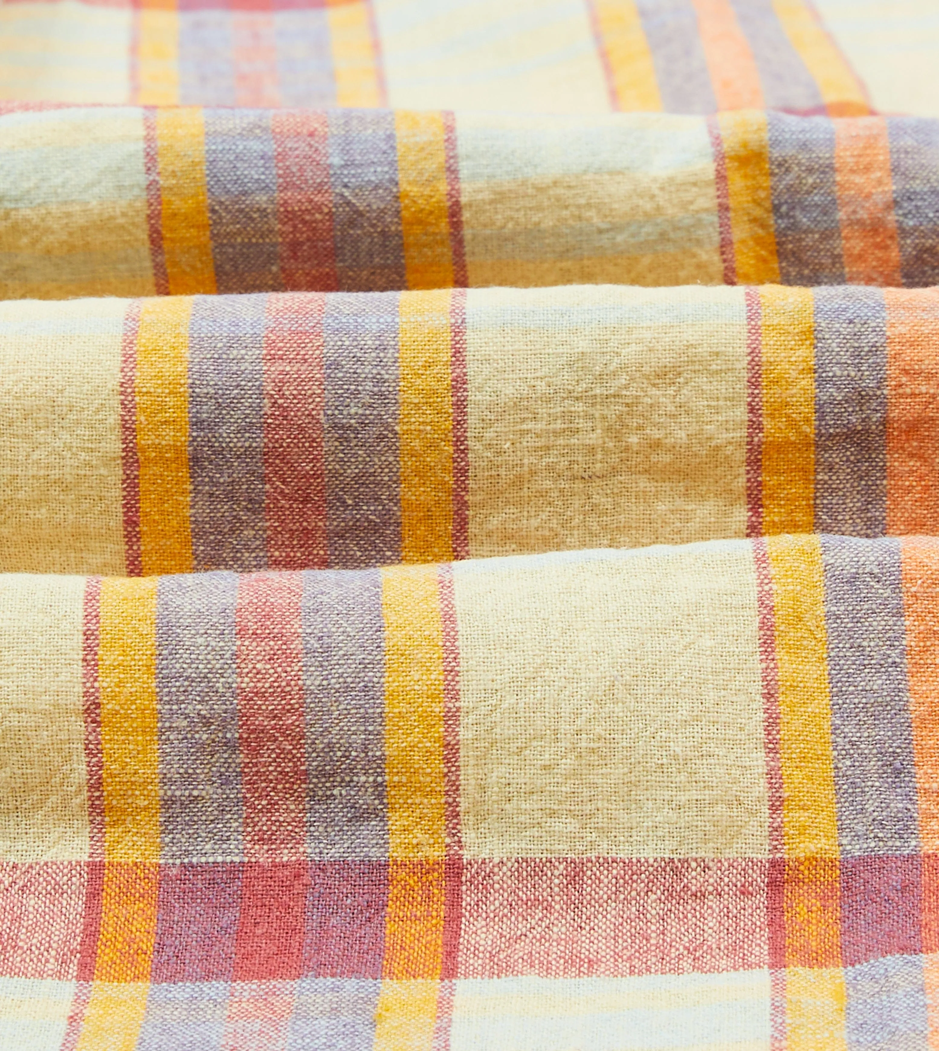 Yellow and Red Madras Check Cotton-Linen Button-Down Shirt Special Occasion Timeless Piece