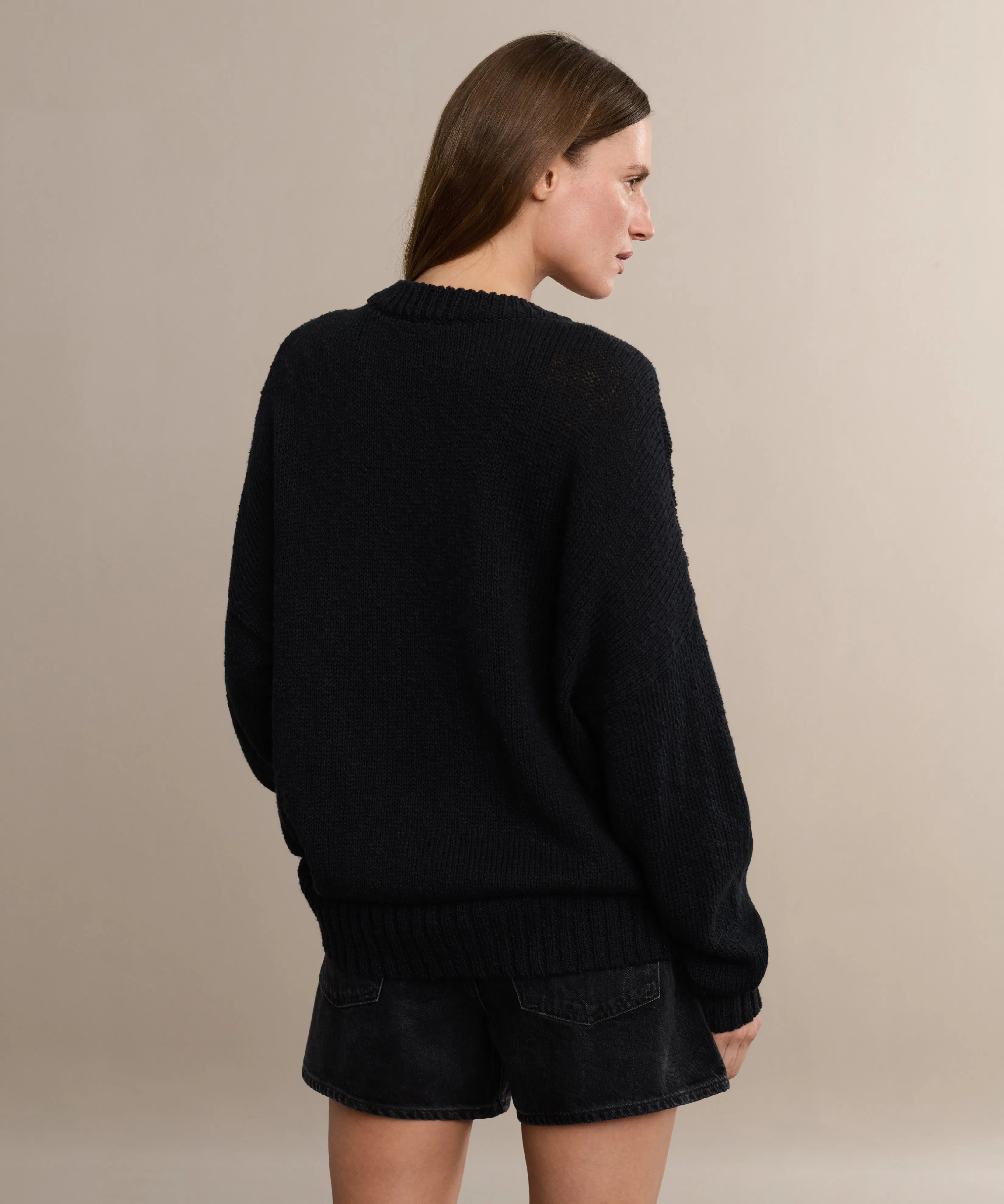 Waffle Knit Texture Cruise Cocoon Crewneck