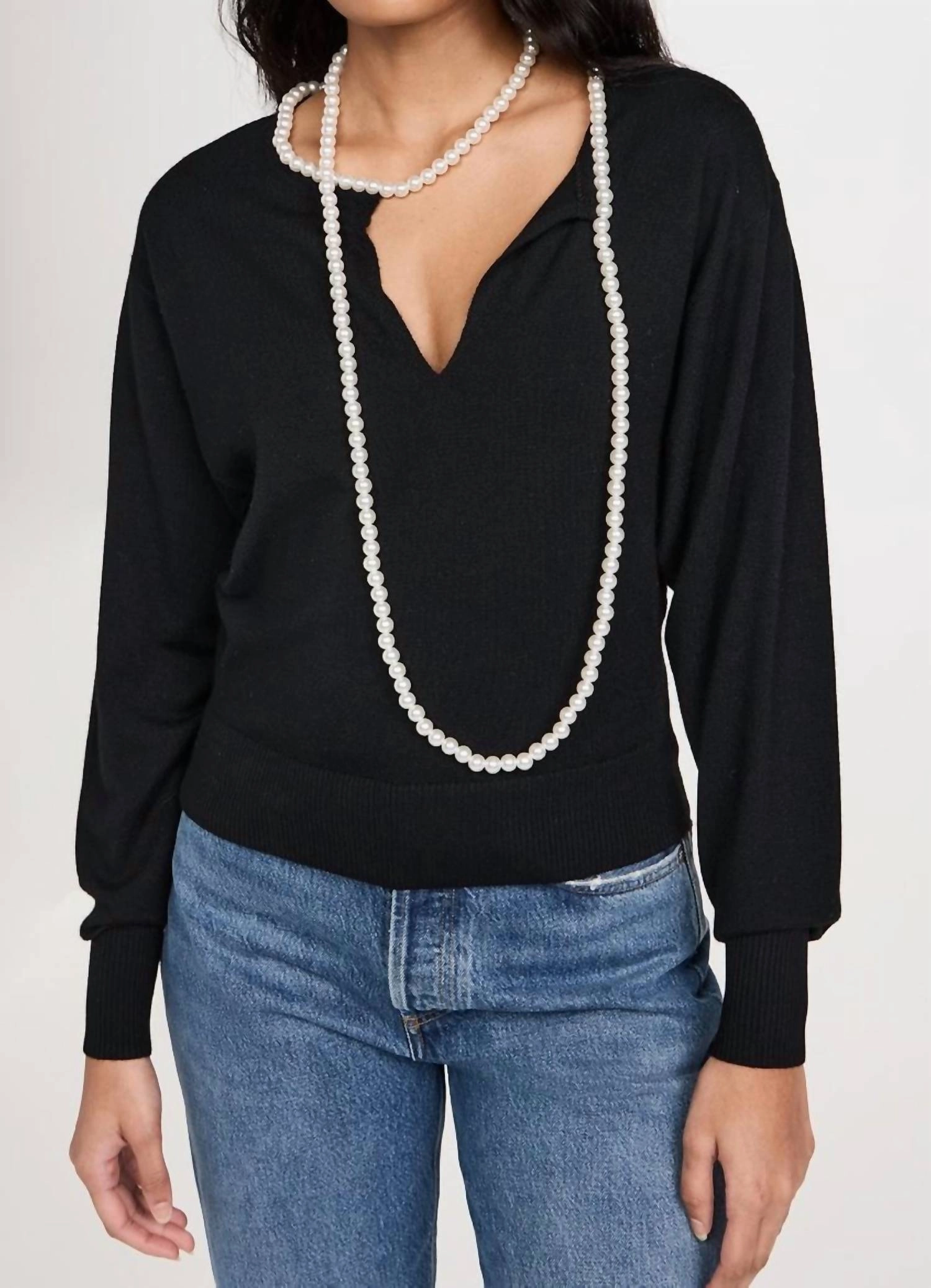 Cozy Knit Crush Necklace Sweater In Black