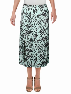 Reimagined Classic Floor Length Altamont Womens Tiger Print A-Line Midi Skirt
