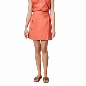 Fade Resistant Cloth Eyelet Pocket Wrap Skirt In Terracotta