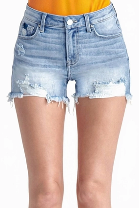 Curvy Easy Living Denim Shorts In Medium Wash QuickDryTechnology Sport Fit