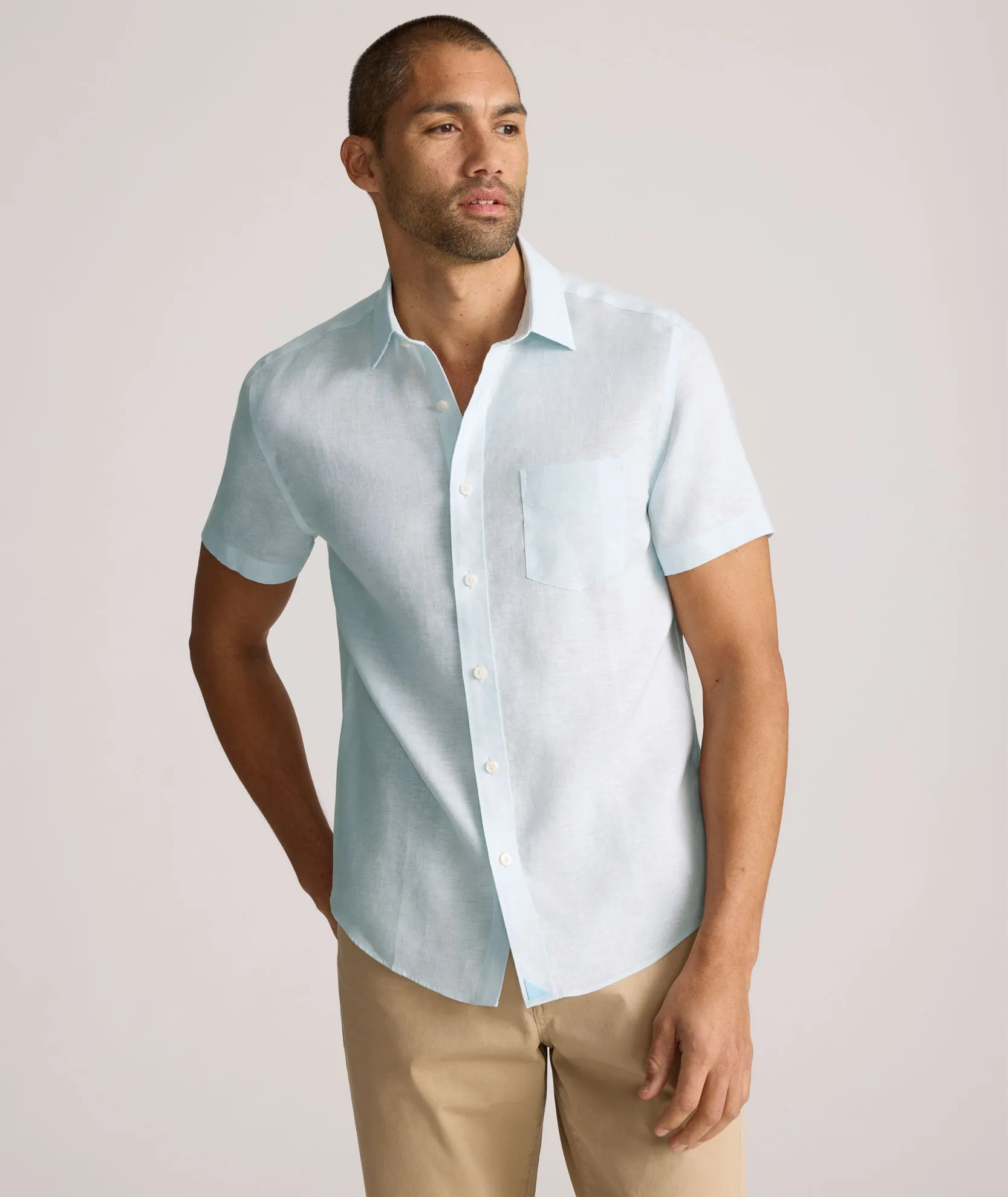 Ventilated Back Panel Wrinkle-Resistant Linen Short-Sleeve Cameron Shirt