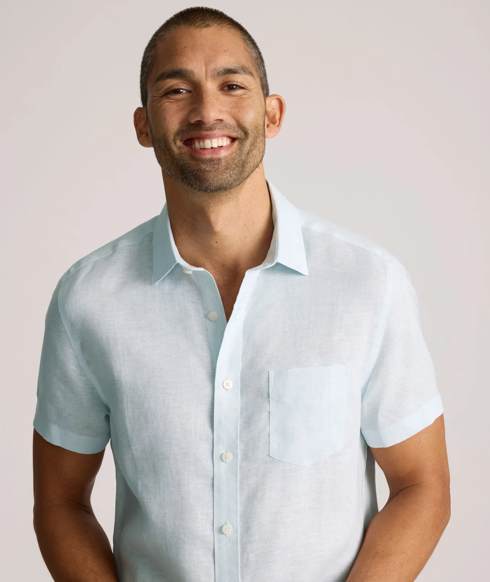 Summer Camp Timeless Piece Wrinkle-Resistant Linen Short-Sleeve Cameron Shirt