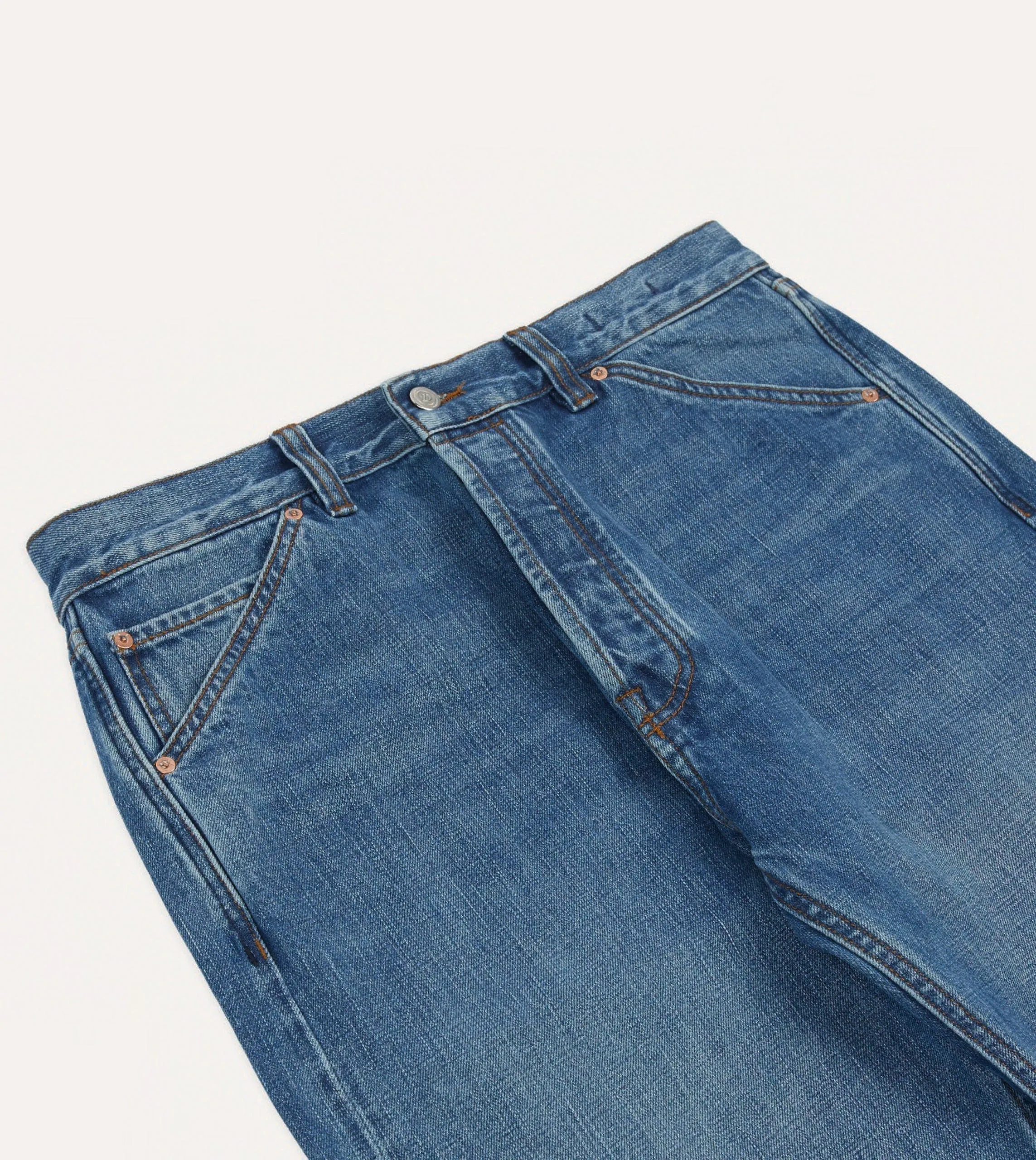 Custom Wash 14.2oz Japanese Selvedge Denim Five-Pocket Jeans Modern Relaxed FlexibleMobility