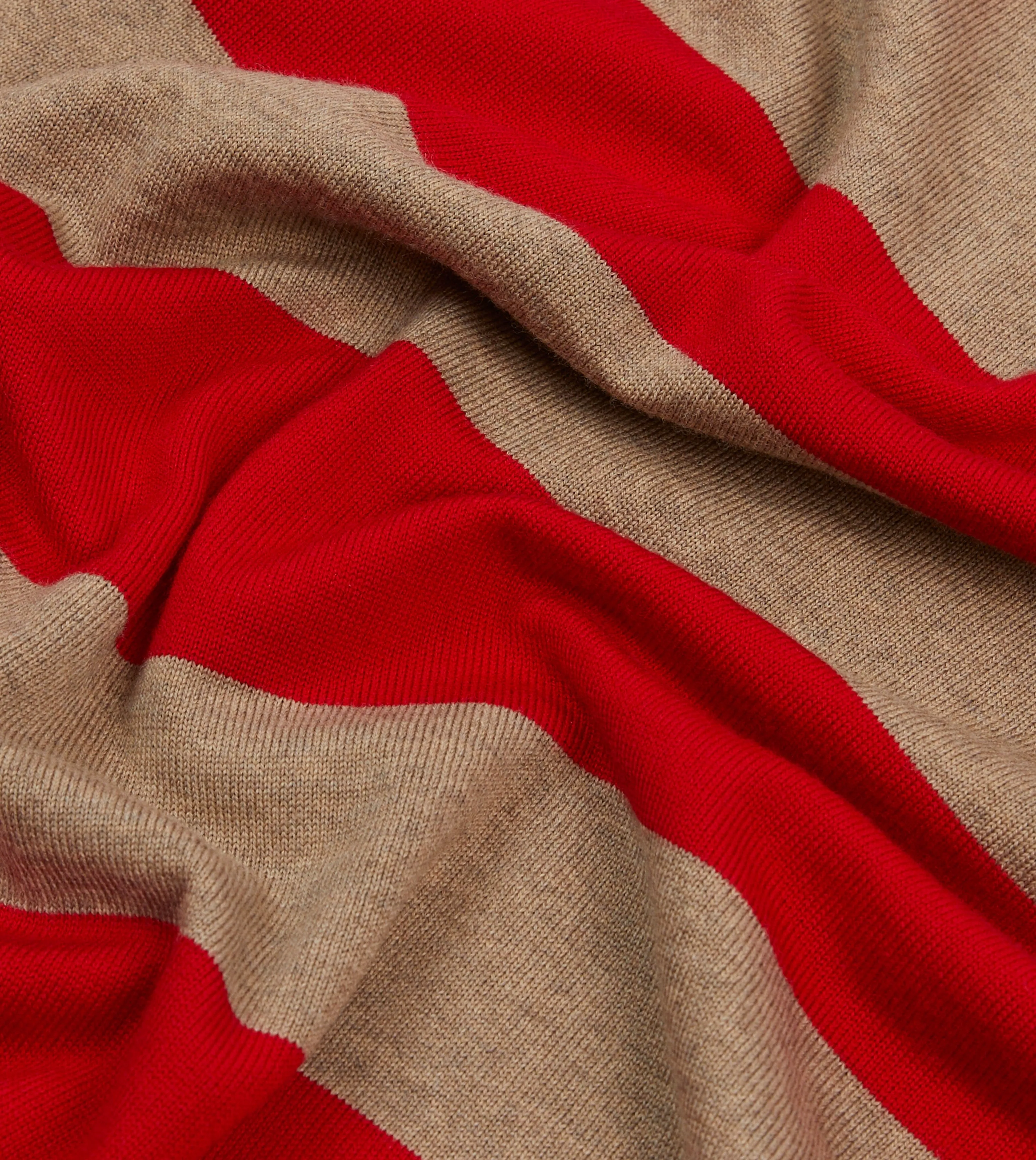Red and Tan Block Stripe Knitted Rugby Shirt Corporate Event