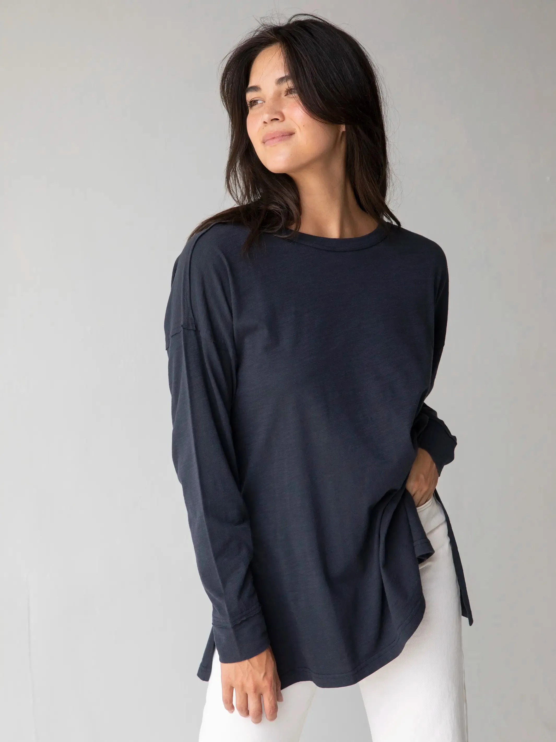 Hang Around Cotton Tunic - Dark Navy Lightweight Comfort Wear