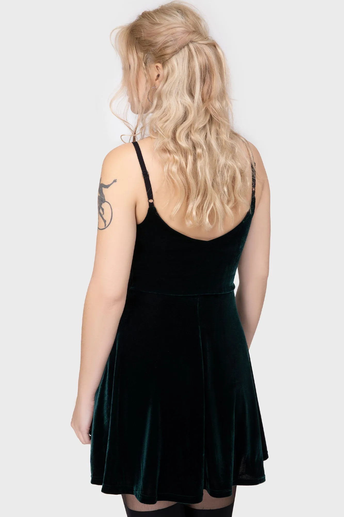 Skin Tone Elegant Fabric Magica Skater Dress [EMERALD]